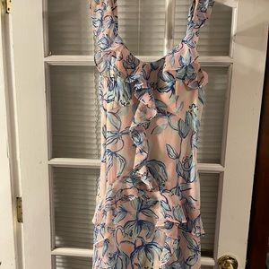 EXCELLENT USED CONDITION Beautiful dress with flamingos and ruffles!
